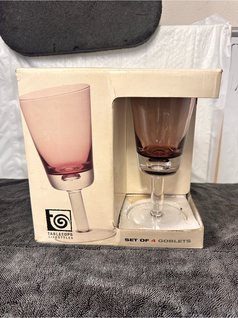Hand Blown Amethyst Purple Wine/Water Goblets By Tabletops Lifestyles NIB
